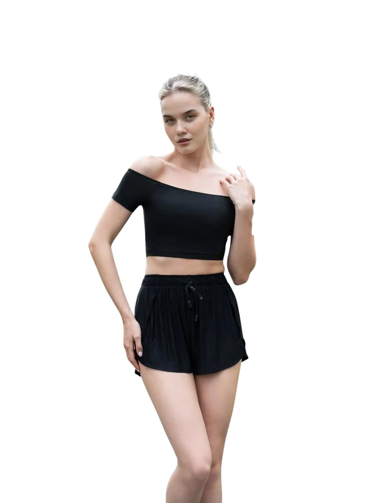 084 Camiseta sin hombros Comfortlux negra