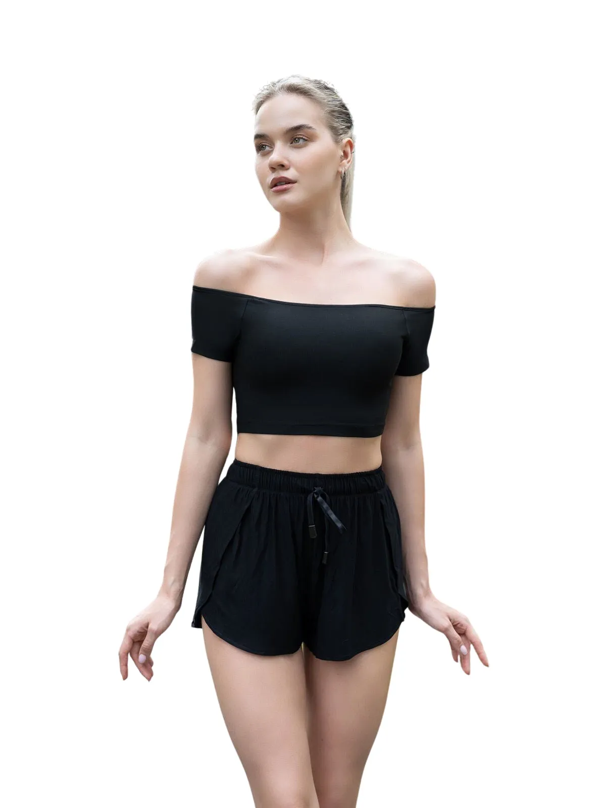 084 Camiseta sin hombros Comfortlux negra