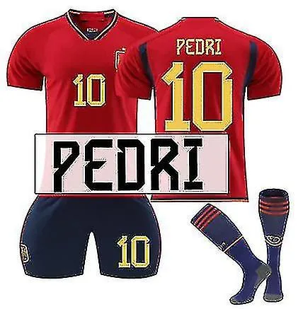 2023 Camiseta de fútbol masculino y femenino Morata 7# Pedri 10# Manga corta roja