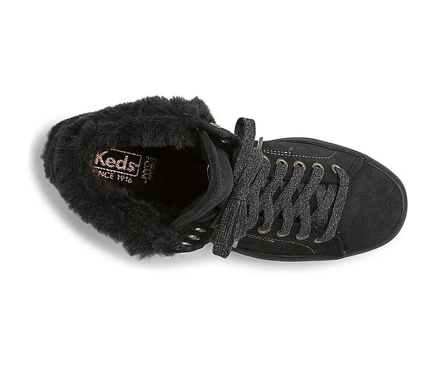 2024 diez años Botas con Cordones Keds Rise Hi Gamuza Faux Fur Mujer Negras – Botas Con Cordones
