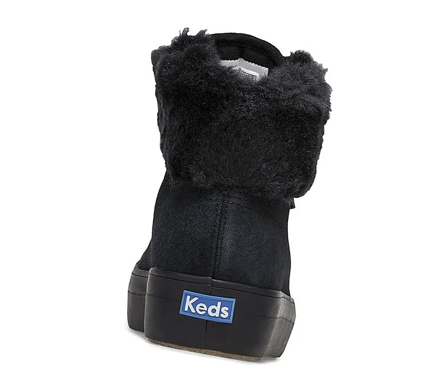 2024 diez años Botas con Cordones Keds Rise Hi Gamuza Faux Fur Mujer Negras – Botas Con Cordones