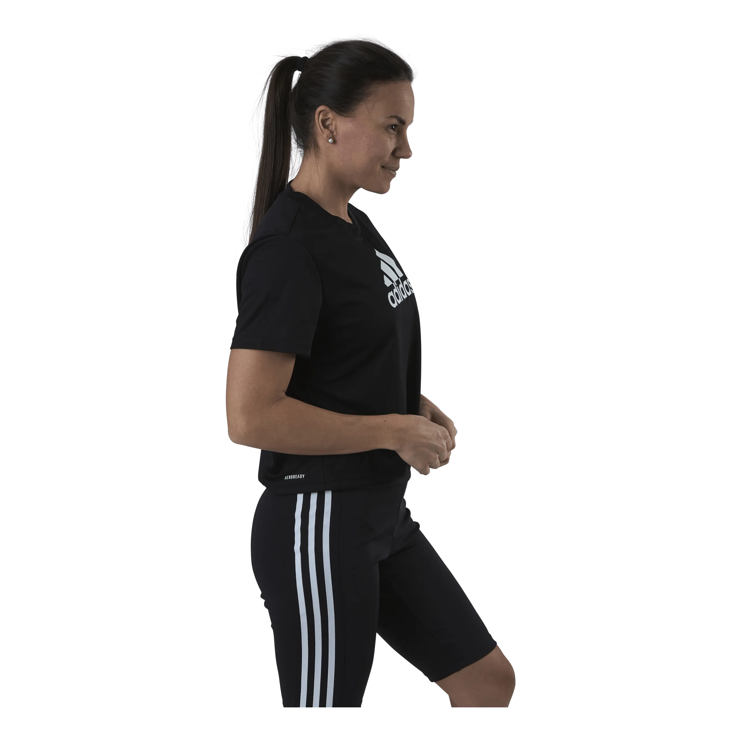 ADIDAS CROPPED LOGO SPORT TSHIRT BLACK / WHITE