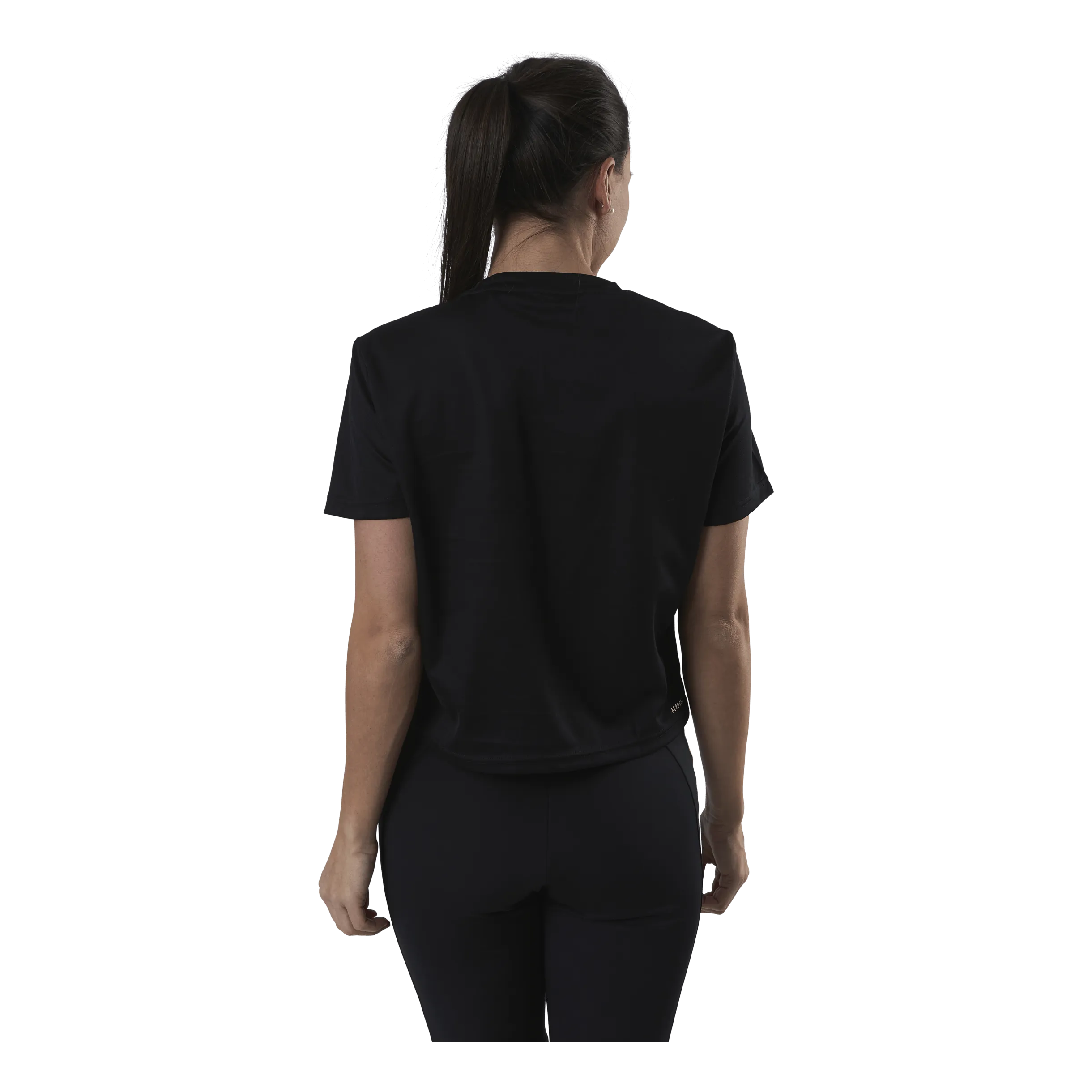 ADIDAS CROPPED LOGO SPORT TSHIRT BLACK / WHITE
