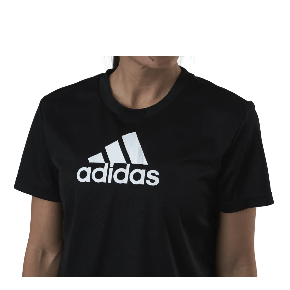 ADIDAS CROPPED LOGO SPORT TSHIRT BLACK / WHITE