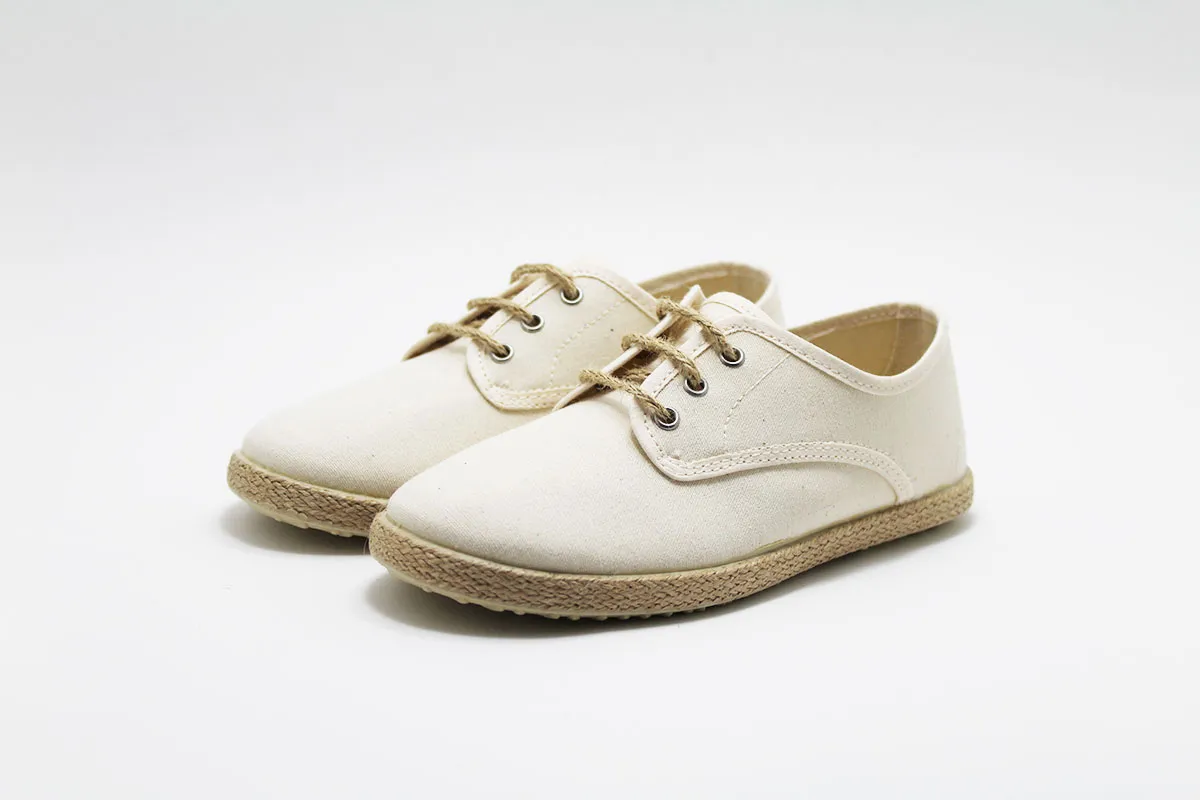 Alpargata cordones beige esparto niño