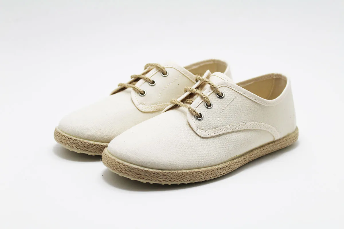 Alpargata cordones beige esparto niño