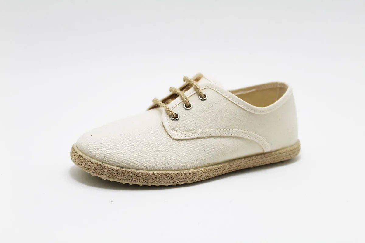 Alpargata cordones beige esparto niño