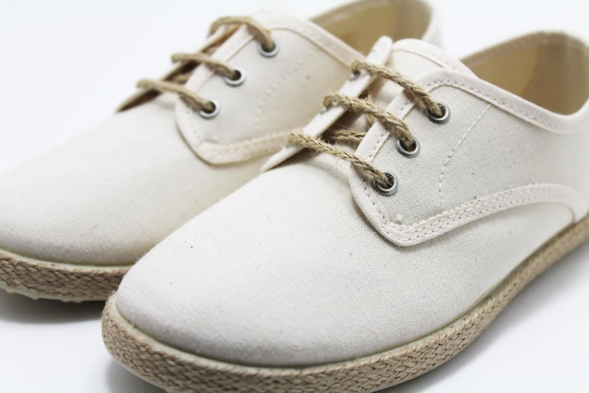 Alpargata cordones beige esparto niño