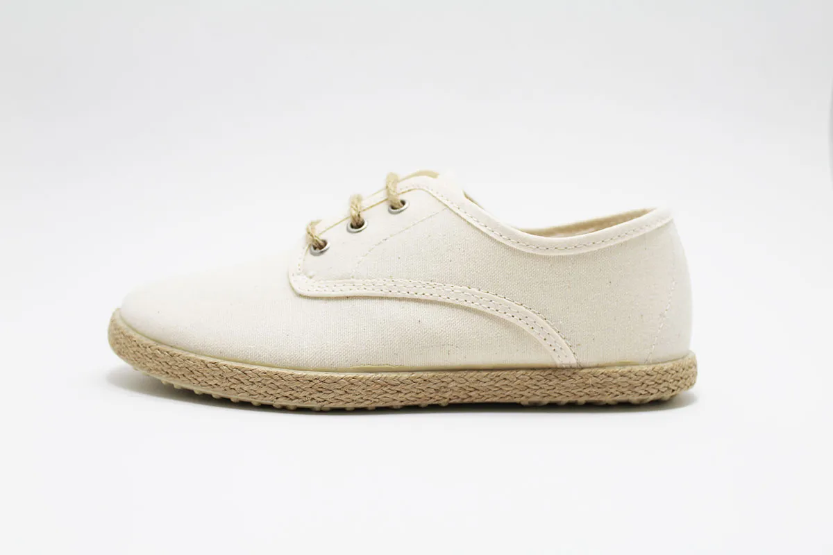Alpargata cordones beige esparto niño