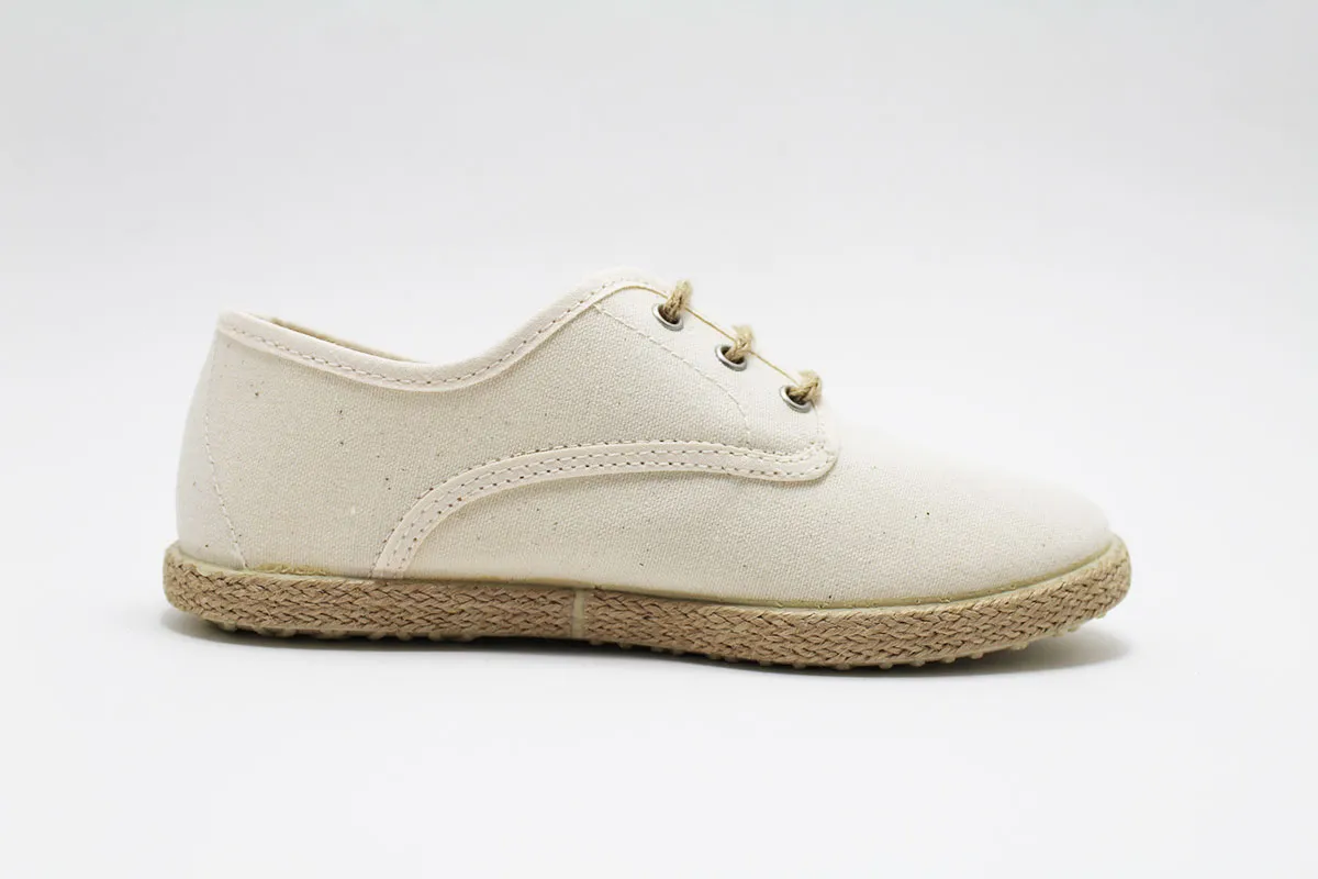 Alpargata cordones beige esparto niño