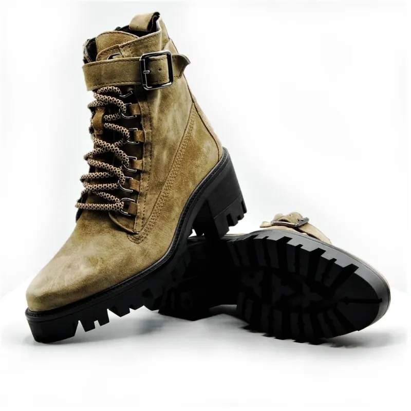 ALPE 2036 11 30 Verde Media bota cordones tacón ancho mujer