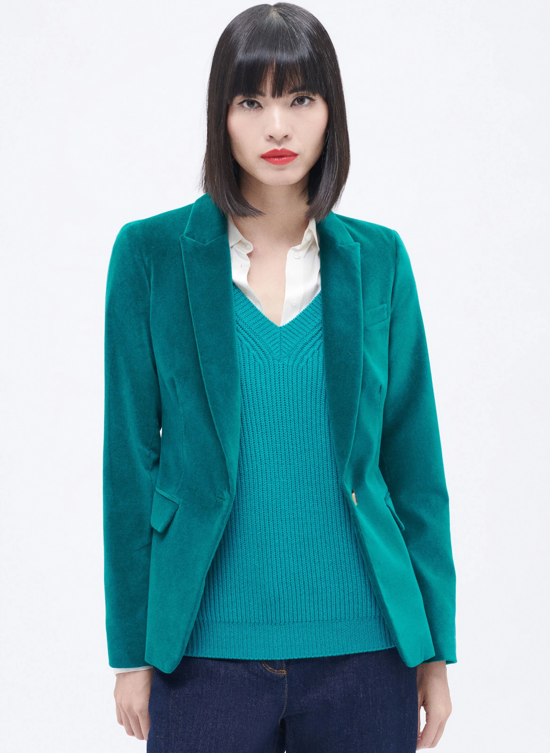 AURORAB  CHAQUETA SASTRE DE ALGODóN EFECTO TERCIOPELO EN AZUL