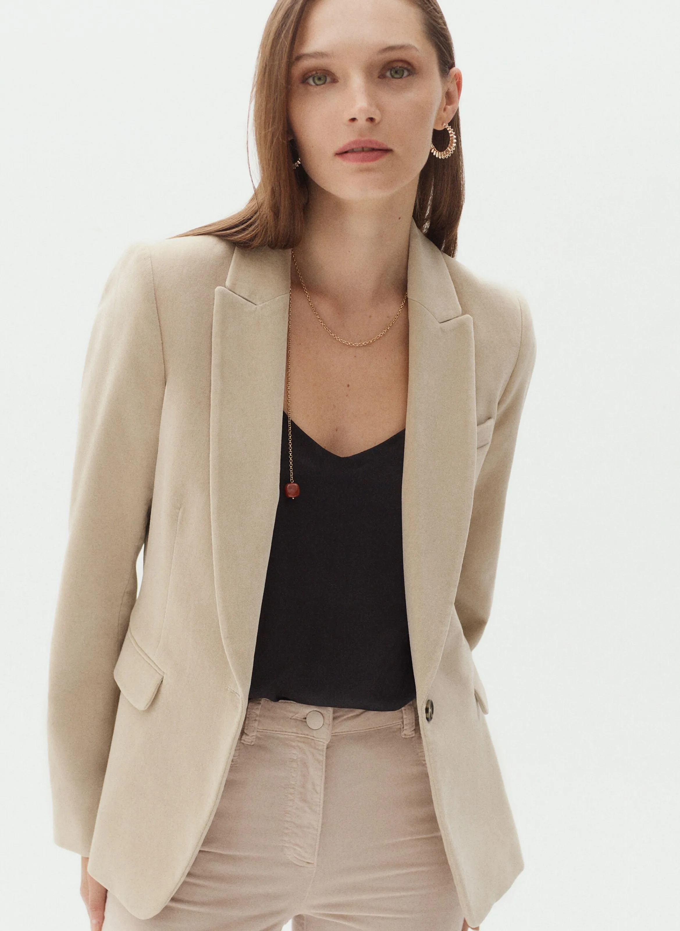 AURORAB  CHAQUETA SASTRE DE ALGODóN EFECTO TERCIOPELO EN BEIGE