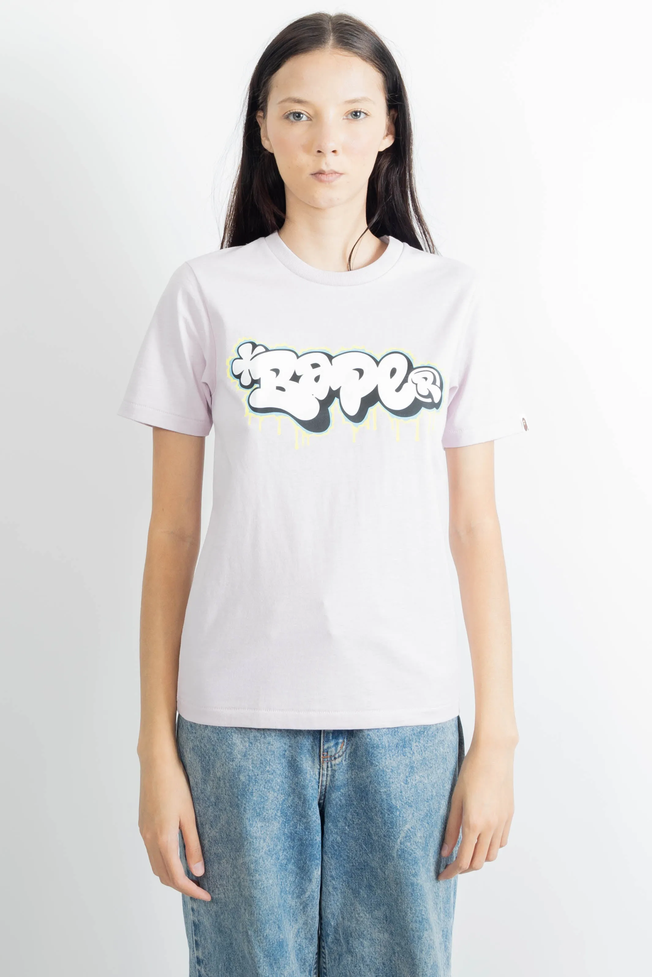 Bape Women Graffiti Logo Tee L C White J