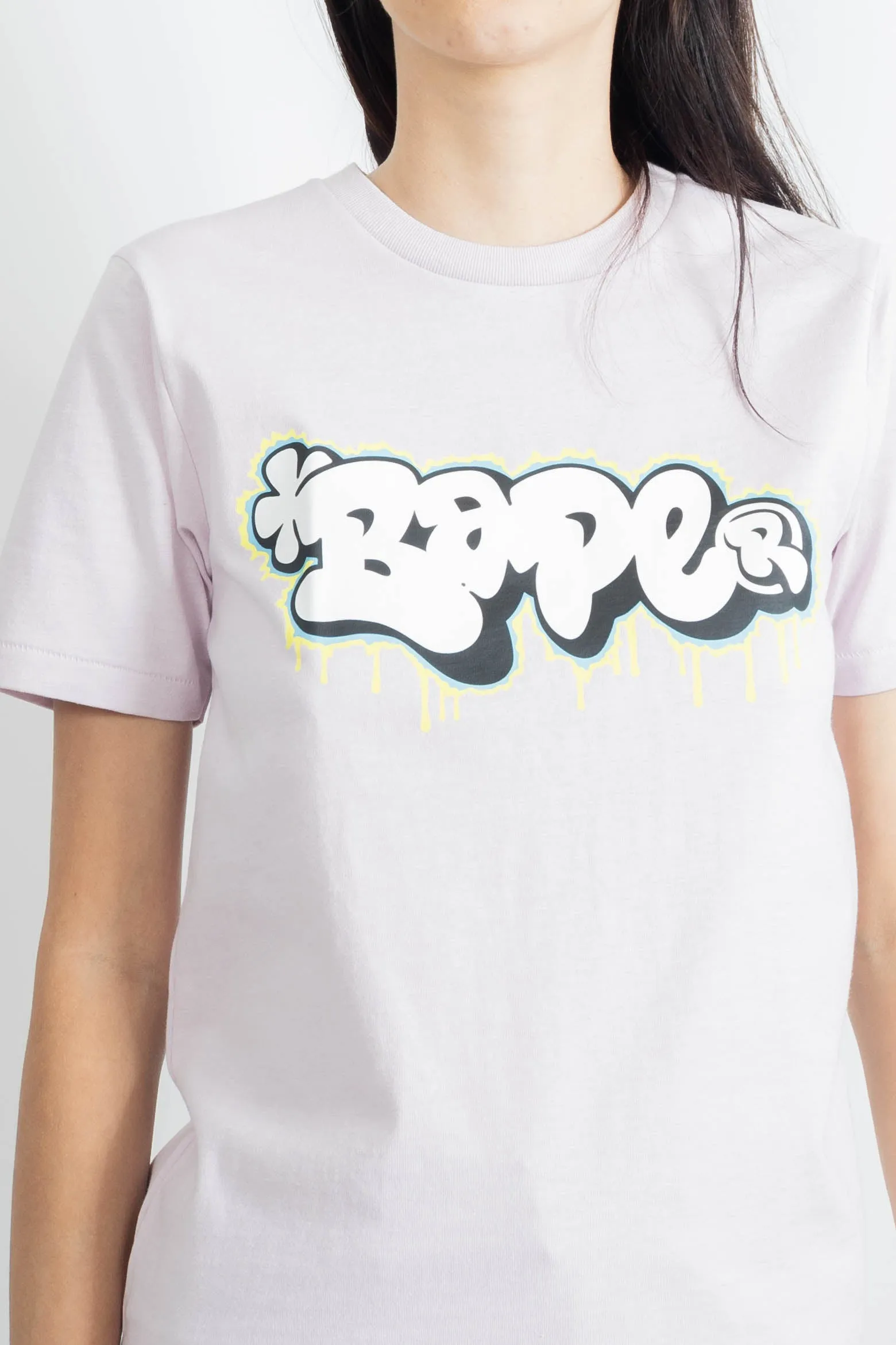 Bape Women Graffiti Logo Tee L C White J