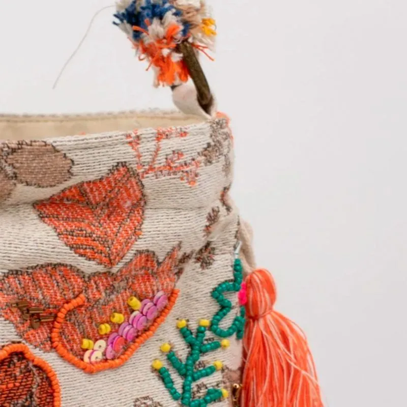 BOLSO BANDOLERA ESTILO BOMBONERA BEIGE ZFFLORABON