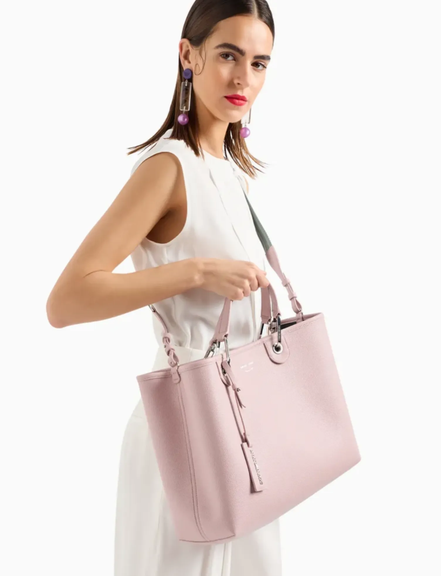 Bolso Shopper Grande Piel Rosa Emporio Armani