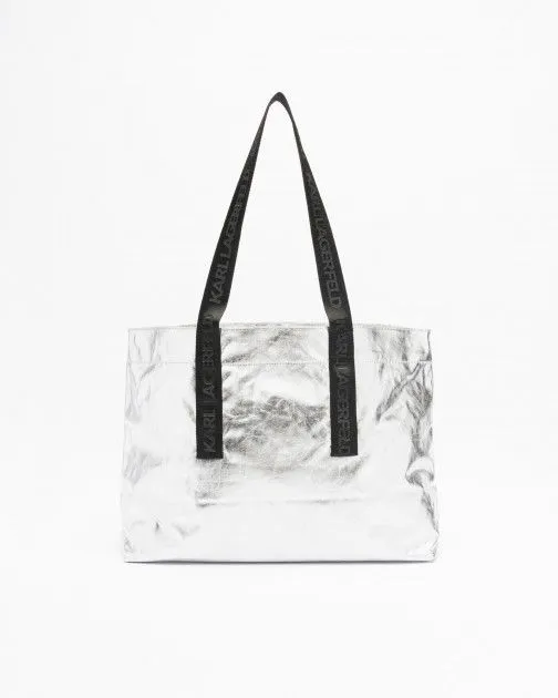 Bolso shopper Karl Lagerfeld K/Essential Coated Shopper Plateado