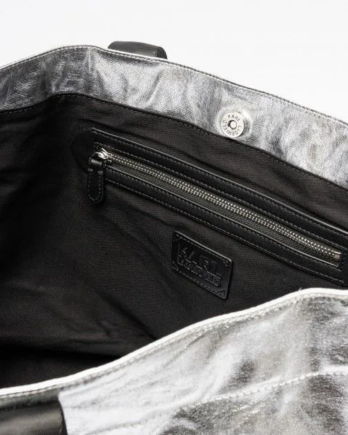 Bolso shopper Karl Lagerfeld K/Essential Coated Shopper Plateado