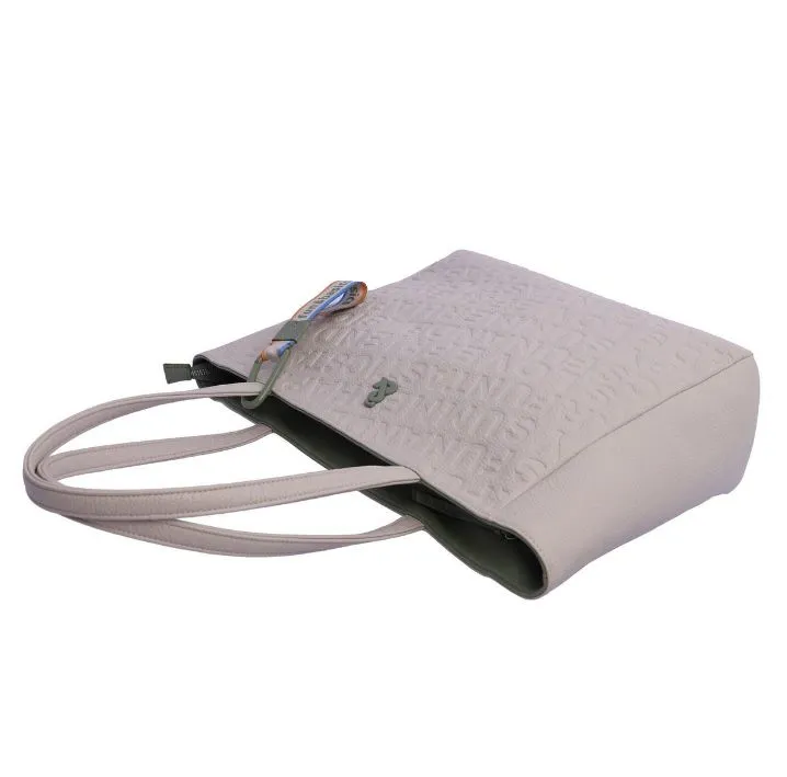 Bolso shopper para mujer Fun and Basics Karen de piel sintética marfil con cremallera