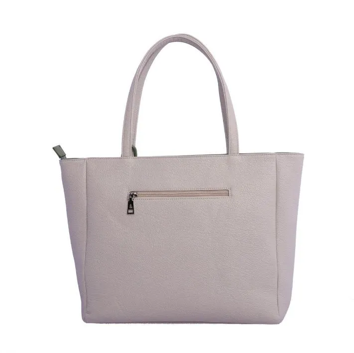 Bolso shopper para mujer Fun and Basics Karen de piel sintética marfil con cremallera