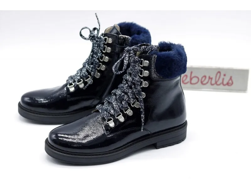 BOTA DE CHAROL PARA NIÑA 22037B BEBERLIS EN COLOR MARINO