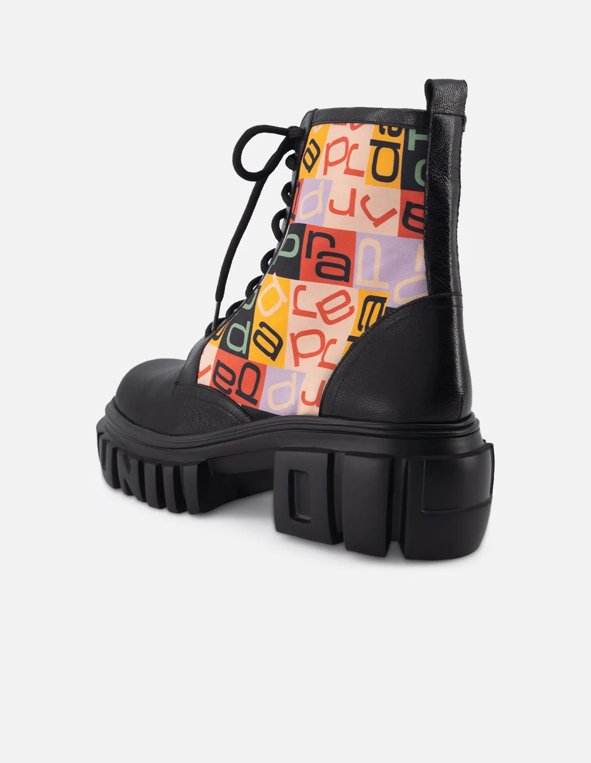 Botín de cordones en piel textil para mujer multicolor
