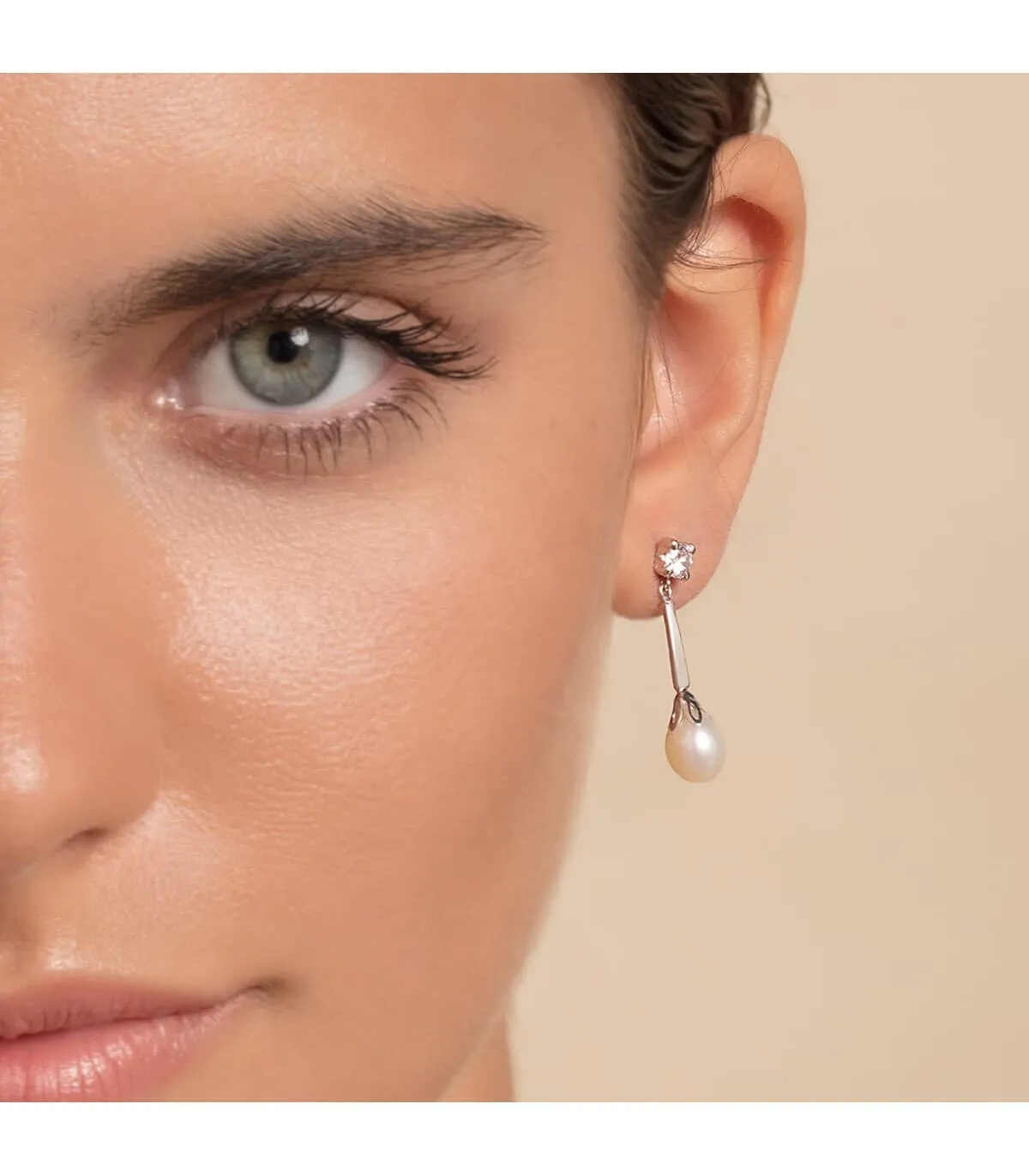 Boucles d'oreilles Mariage Agnes Or Blanc 18K Perle