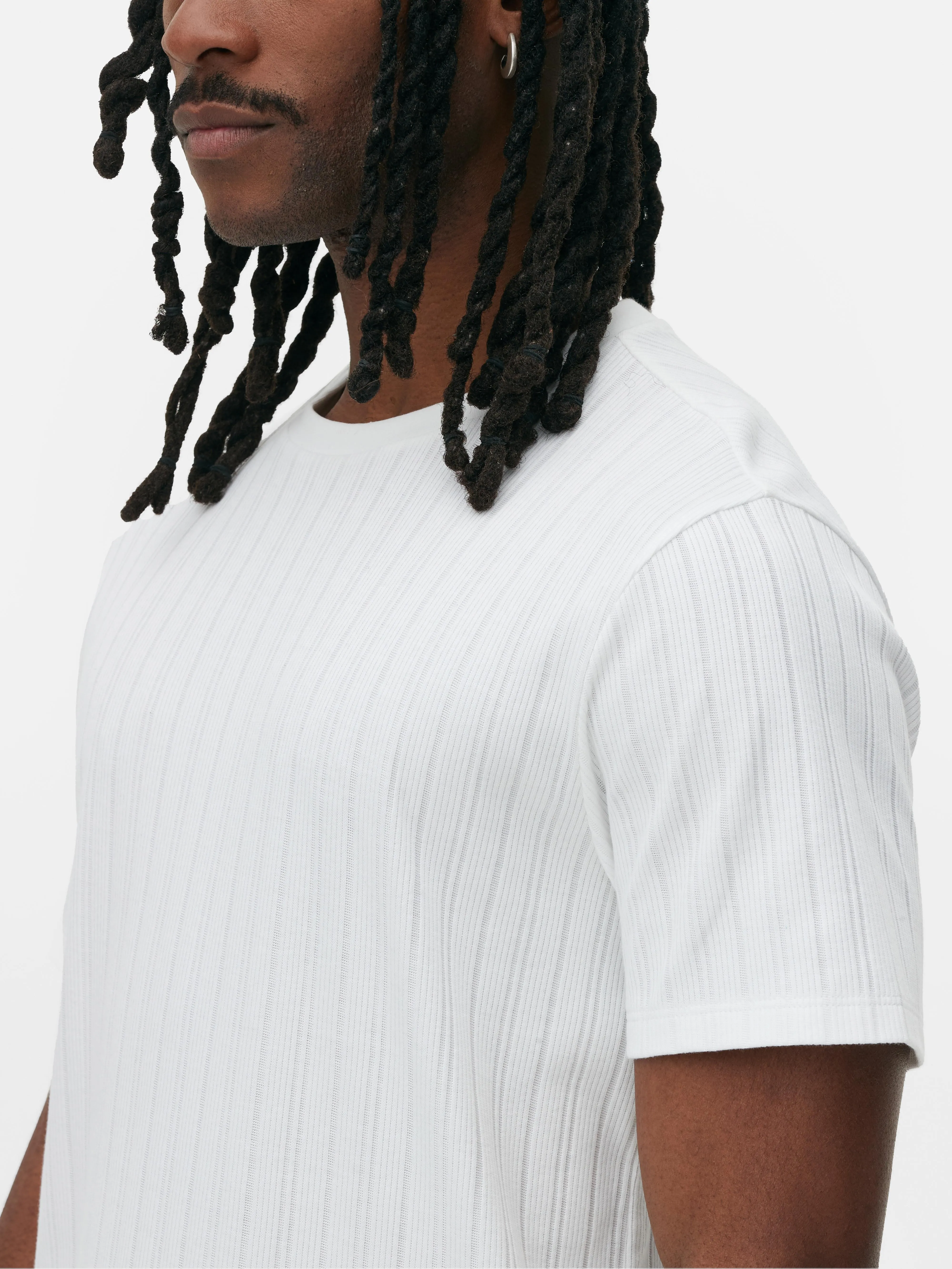 Camiseta acanalada con cuello redondo