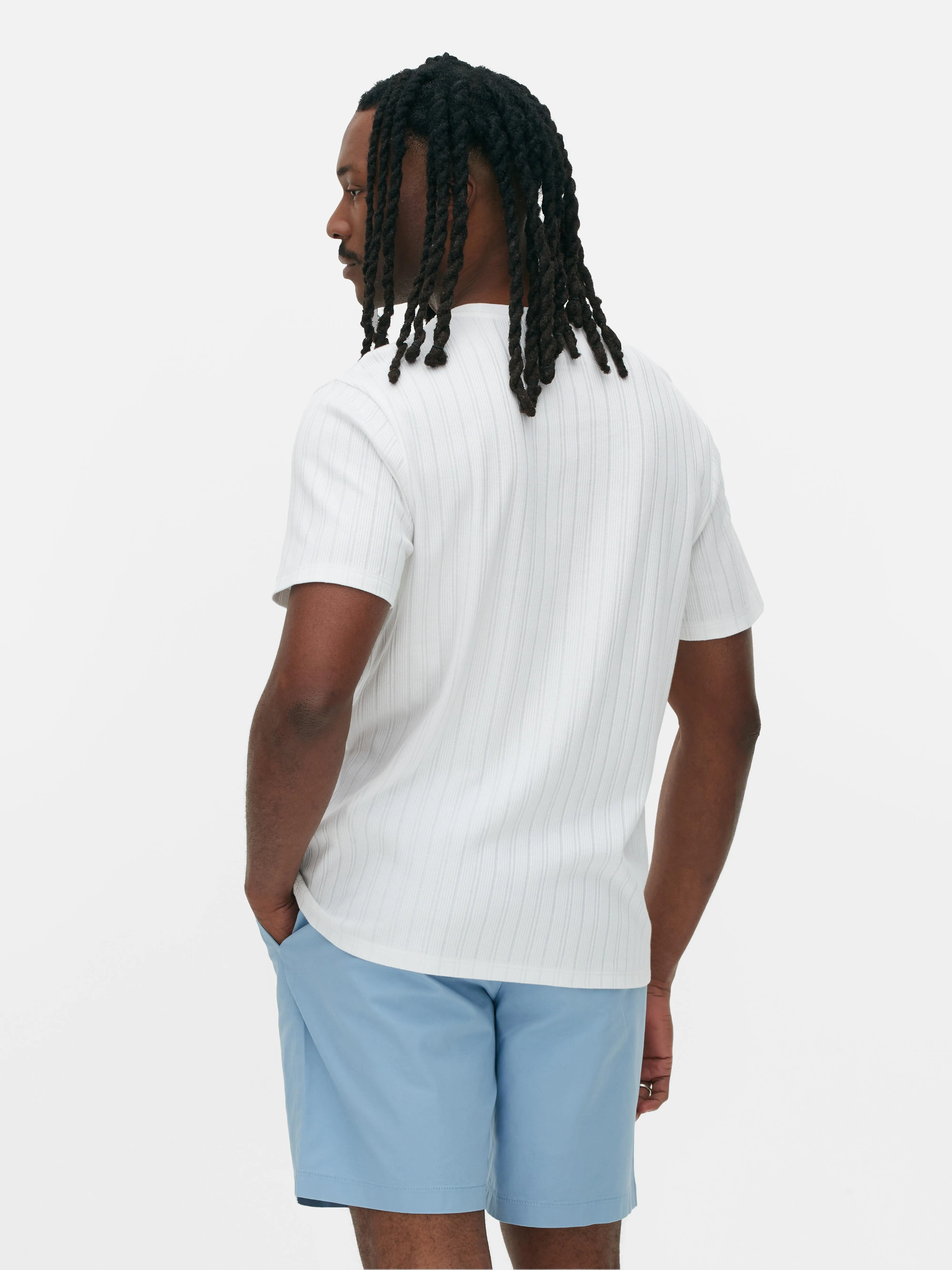 Camiseta acanalada con cuello redondo