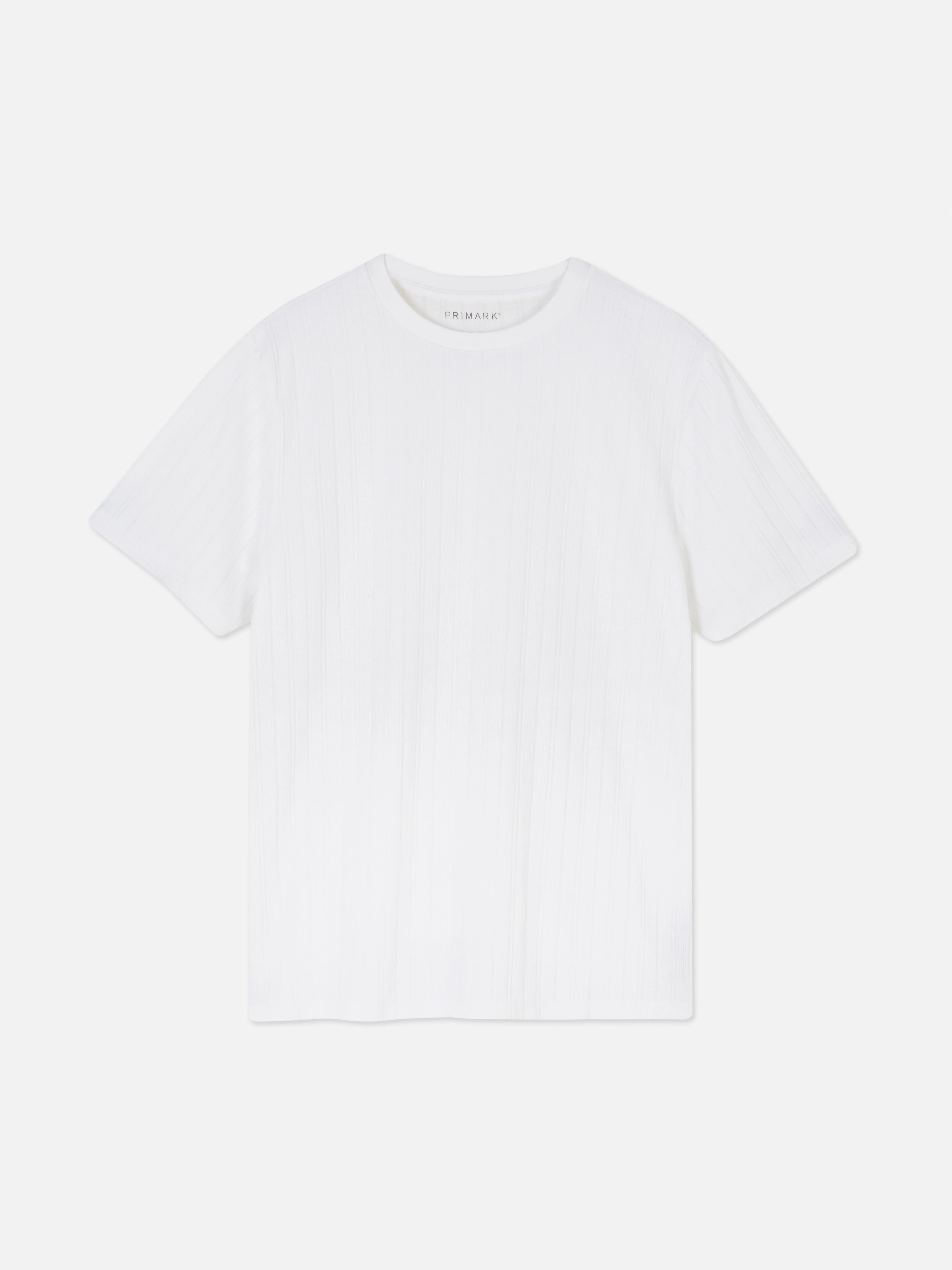 Camiseta acanalada con cuello redondo