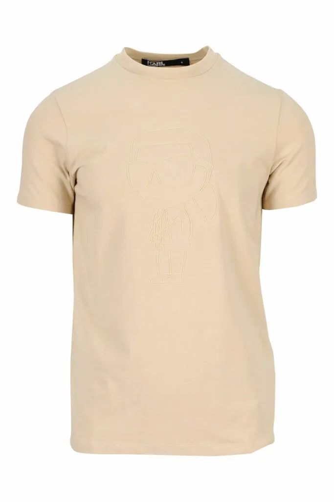 Camiseta beige con maxilogo monocromático de goma