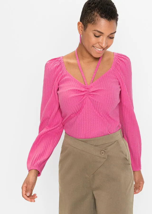 Camiseta con cordones Rosa flamenco