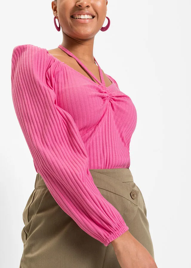 Camiseta con cordones Rosa flamenco