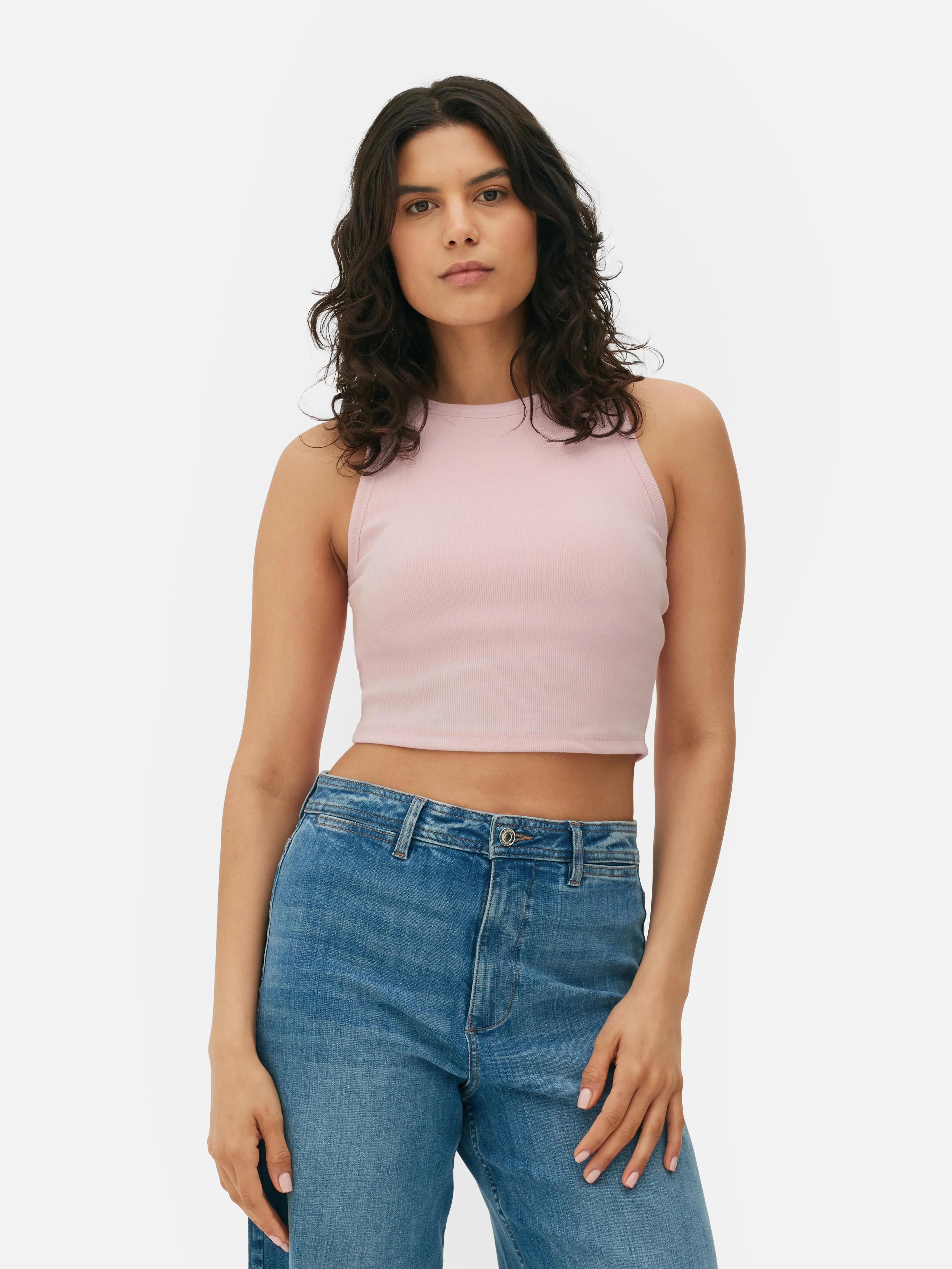 Camiseta corta y sin mangas de canalé