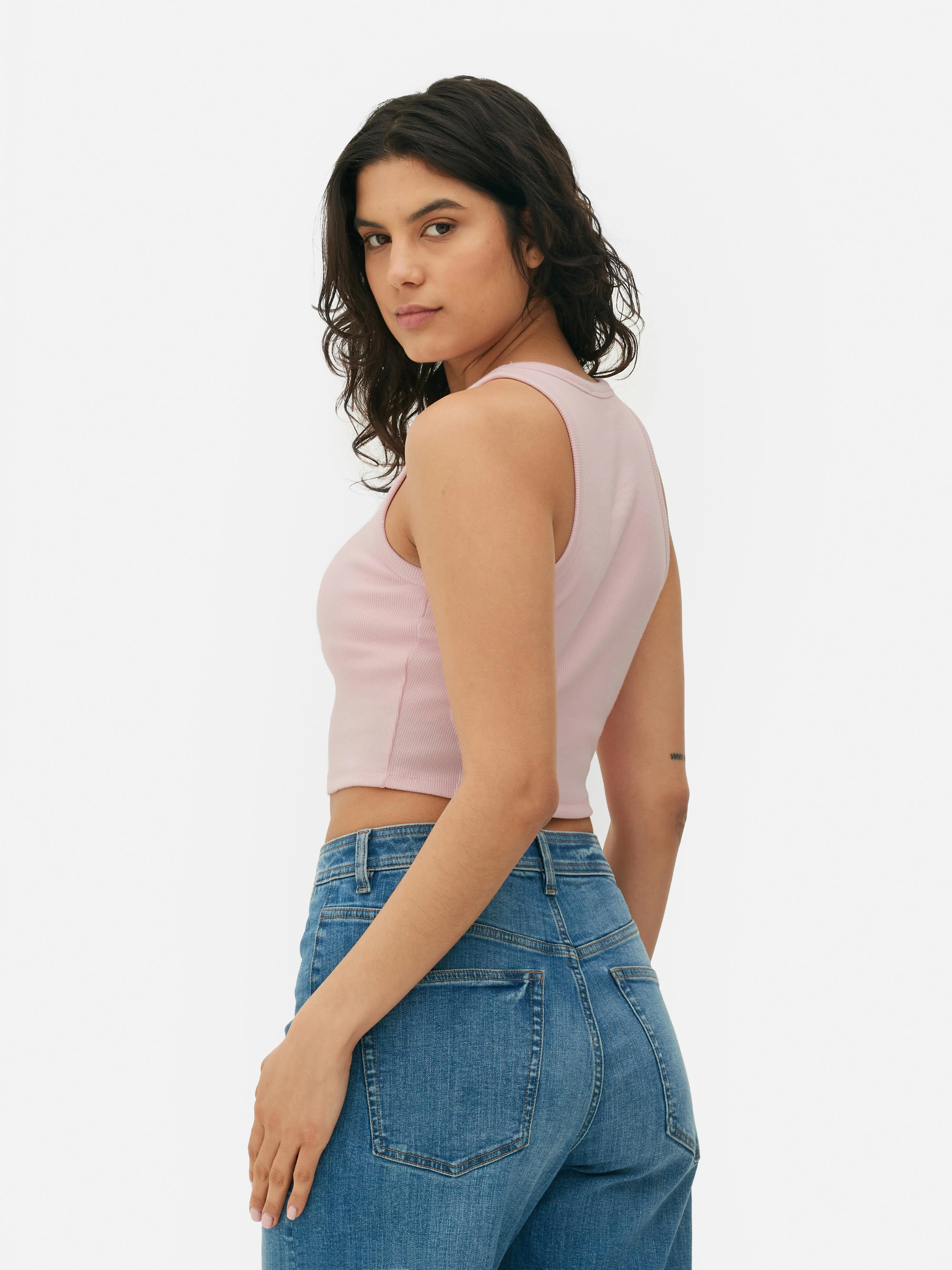 Camiseta corta y sin mangas de canalé