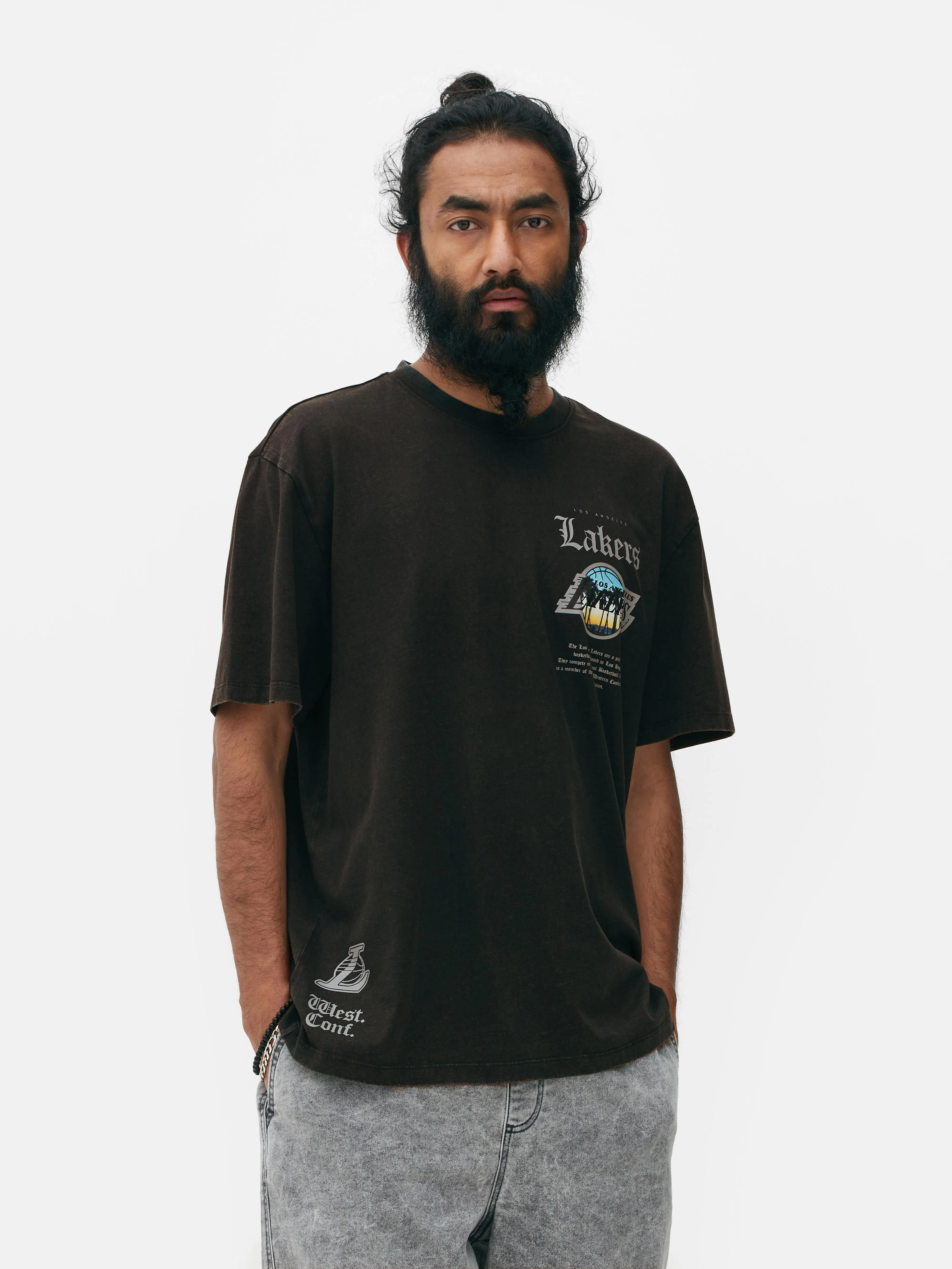 Camiseta de Los Lakers de la NBA con lavado ácido