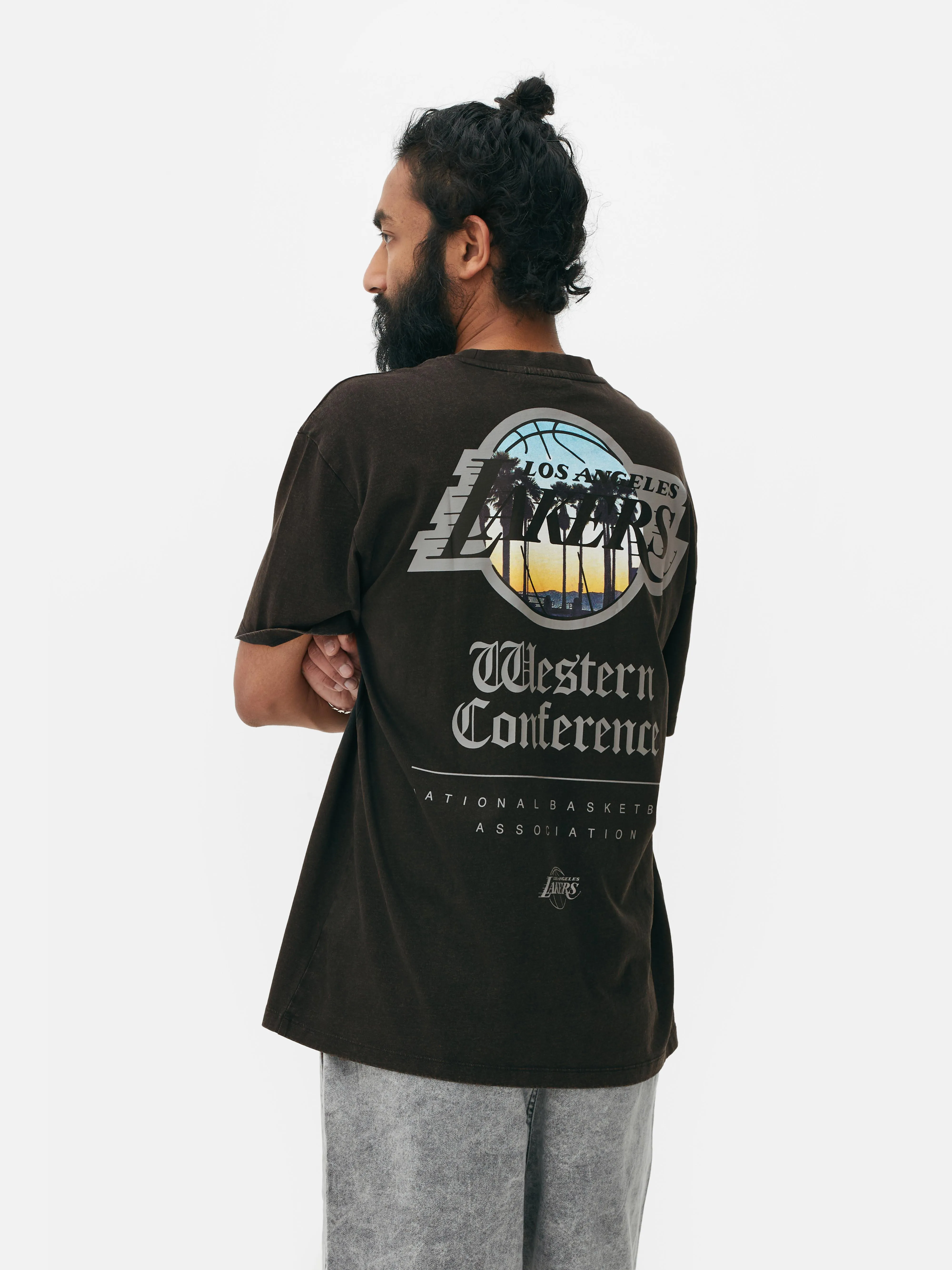 Camiseta de Los Lakers de la NBA con lavado ácido