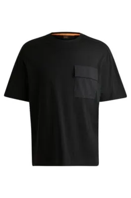 Camiseta de punto de algodón con bolsillo cargo de la marca
