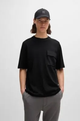 Camiseta de punto de algodón con bolsillo cargo de la marca