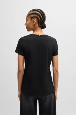 Camiseta de punto de algodón con detalle de logo