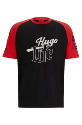Camiseta de punto de algodón con ilustración de logo
