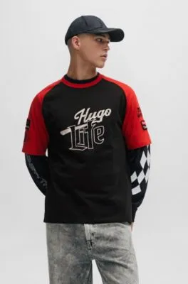 Camiseta de punto de algodón con ilustración de logo