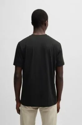 Camiseta de punto de algodón con logo estampado de goma