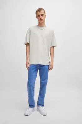 Camiseta de punto de algodón con logos en contorno
