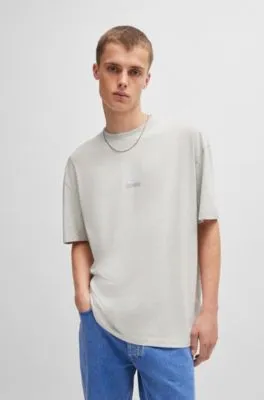 Camiseta de punto de algodón con logos en contorno