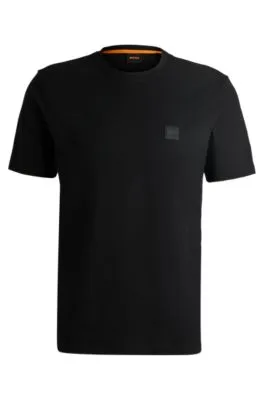 Camiseta de punto de algodón con parche de logo
