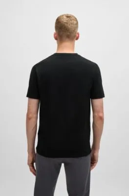 Camiseta de punto de algodón con parche de logo