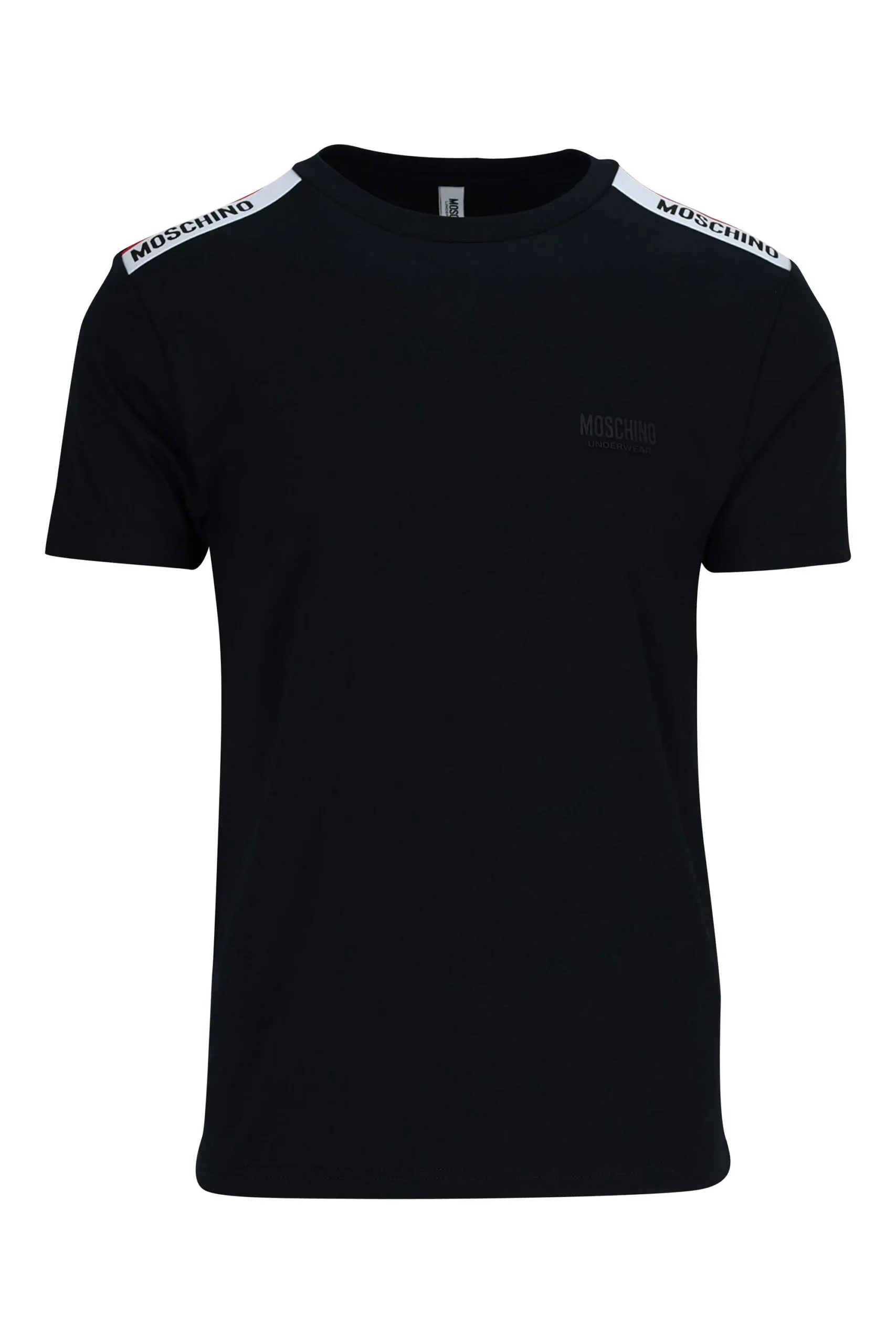 Camiseta negra con logo en hombros en cinta