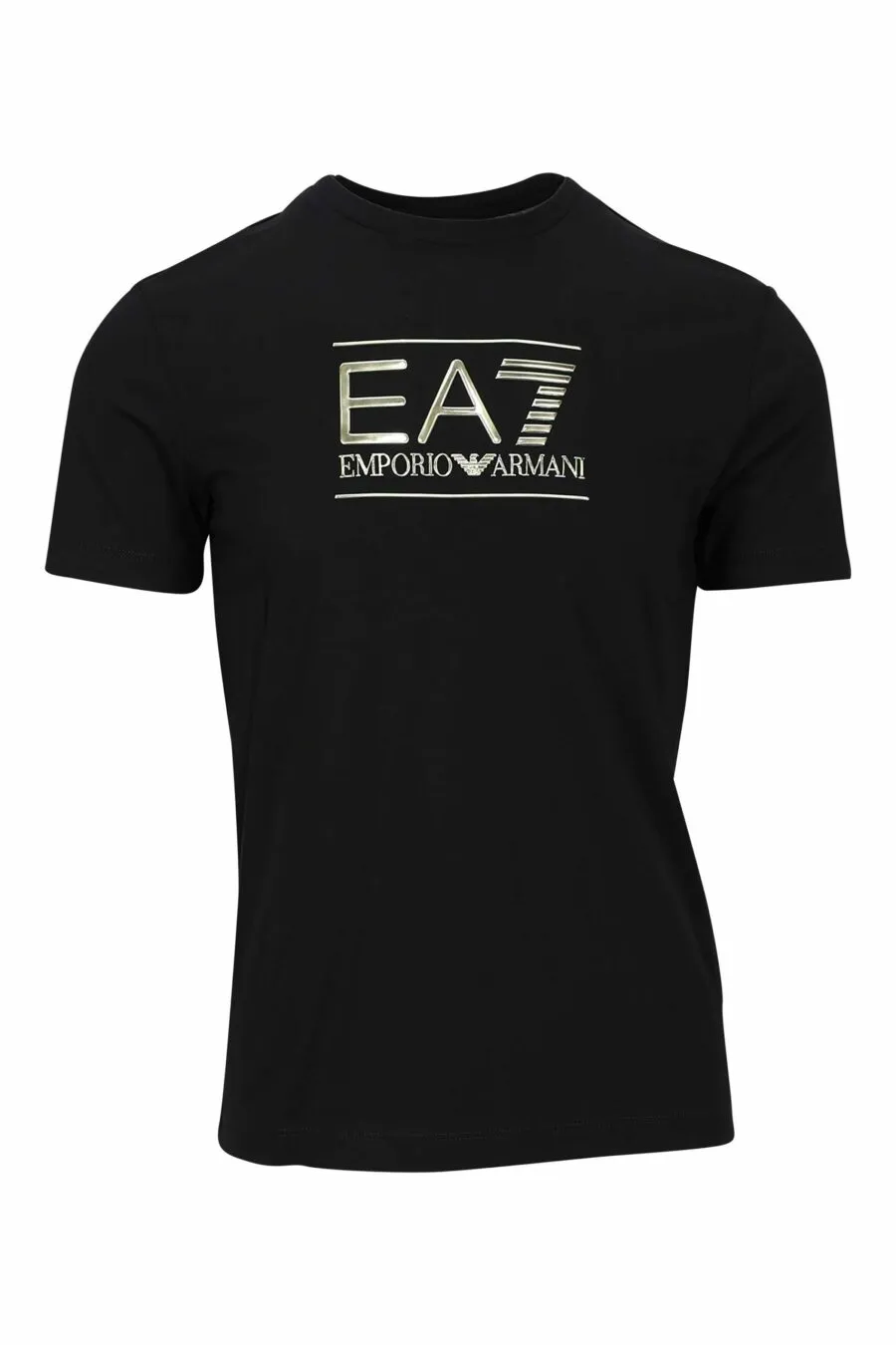 Camiseta negra con maxilogo dorado 